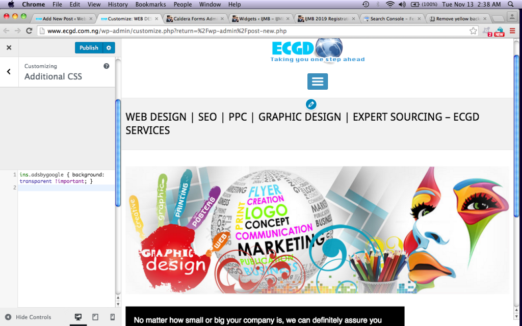 remove yellow background adsense